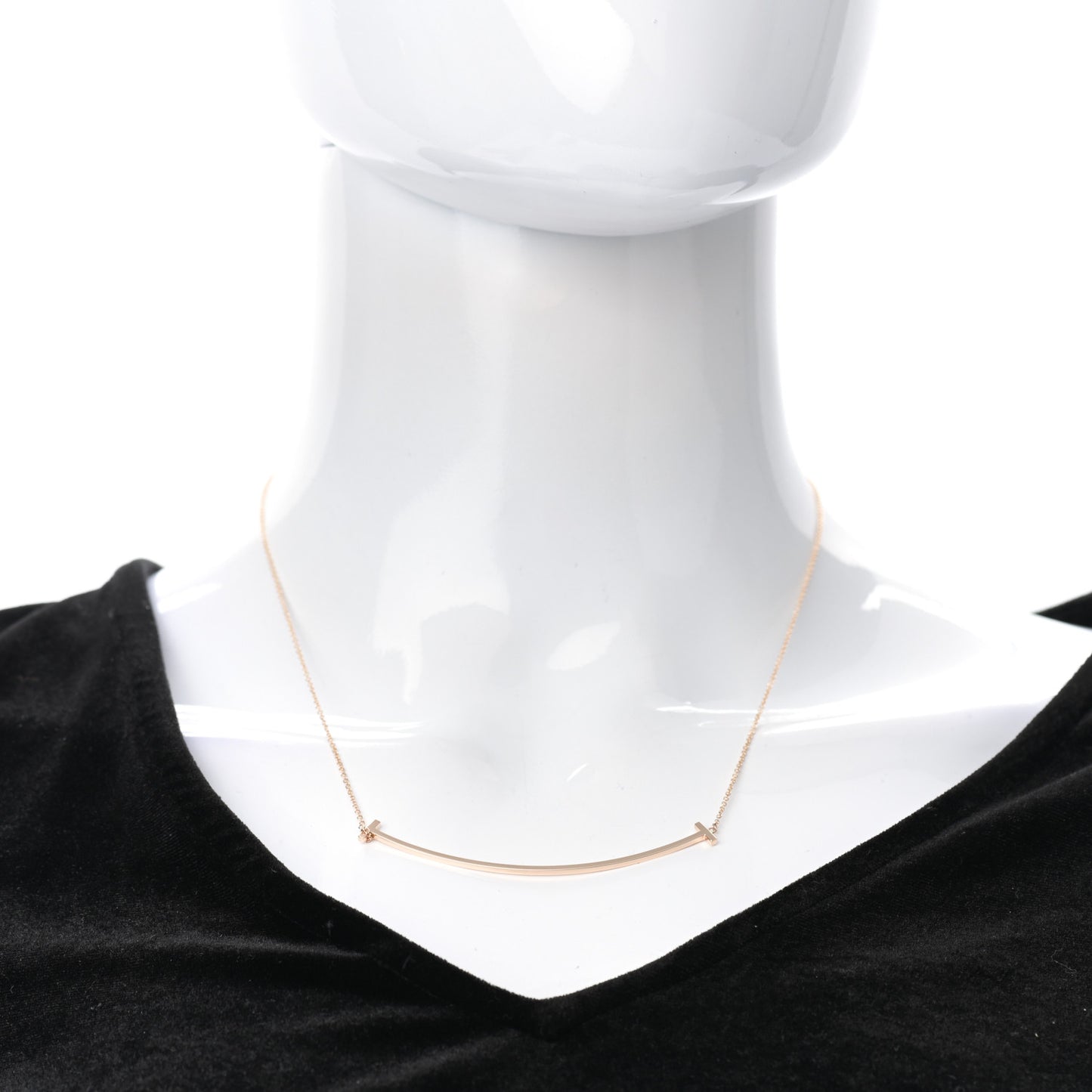 18K Rose Gold Large T Smile Pendant Necklace