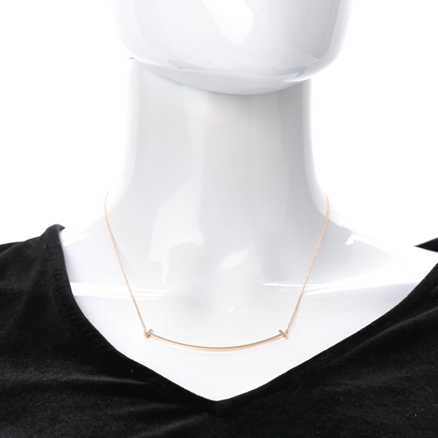 Tiffany 18K Rose Gold Large T Smile Pendant Necklace 2 of 6