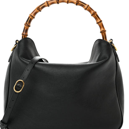 Gucci Softy Wonka Textured Dollar Calfskin Large Diana Bamboo Shoulder Bag Black 7 of 10