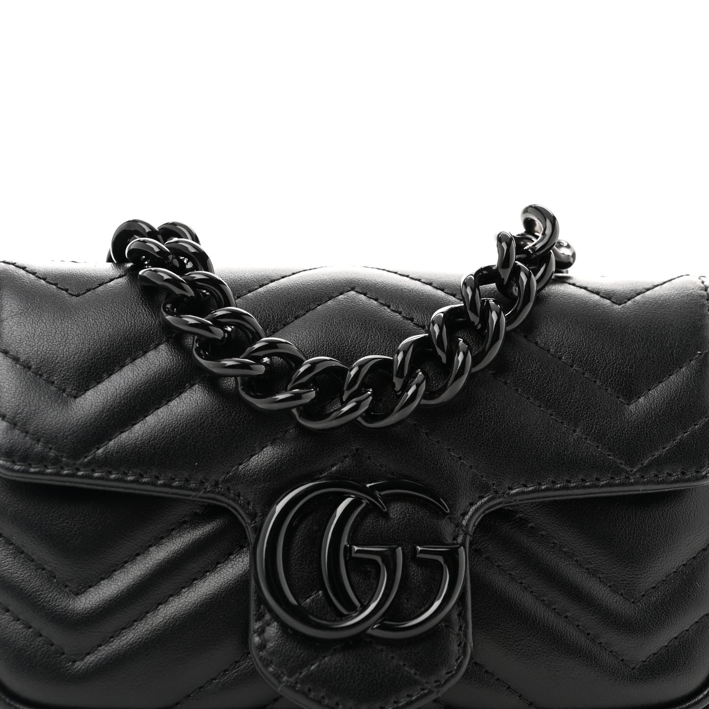 Calfskin Matelasse Monochrome GG Marmont Chain Belt Bag Black