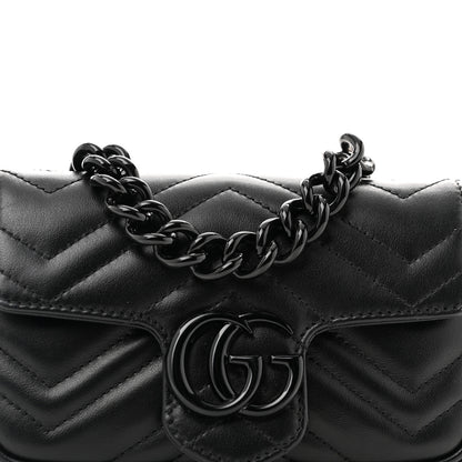 Gucci Calfskin Matelasse Monochrome GG Marmont Chain Belt Bag Black 8 of 13