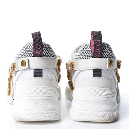 Gucci X SEGA Mesh Calfskin Suede Removable Crystals Womens Flashtrek Sneakers 39 Great White 6 of 11