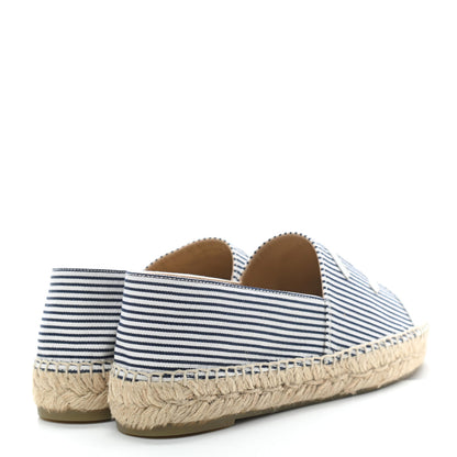 Chanel Canvas Striped Patent CC Espadrilles 37 Ivory Navy White 4 of 8