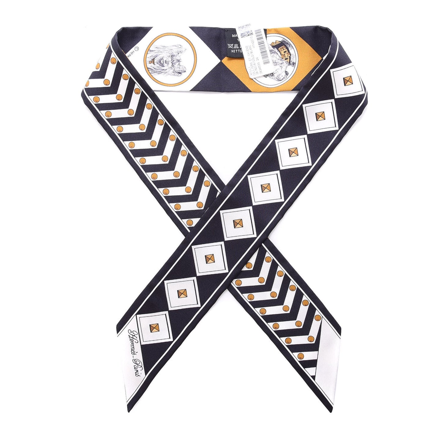 Silk Colliers Et Chiens Twilly Black Gold White