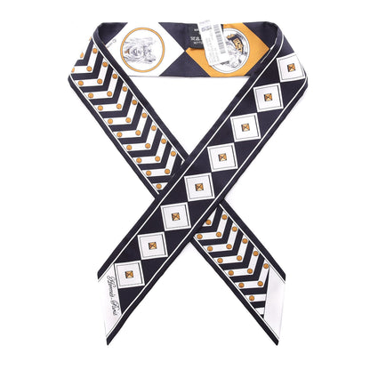 Hermes Silk Colliers Et Chiens Twilly Black Gold White 1 of 4