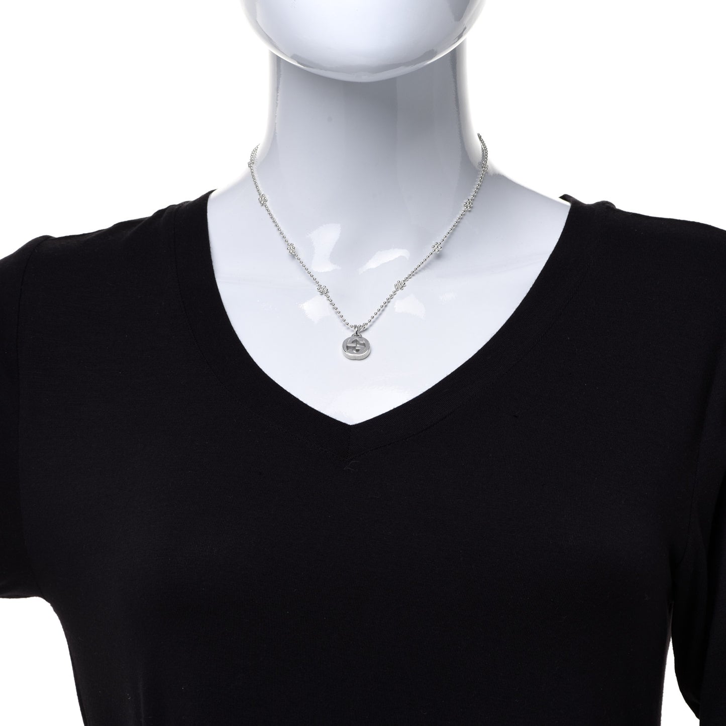 Sterling Silver Interlocking G Beaded Cluster Pendant Necklace