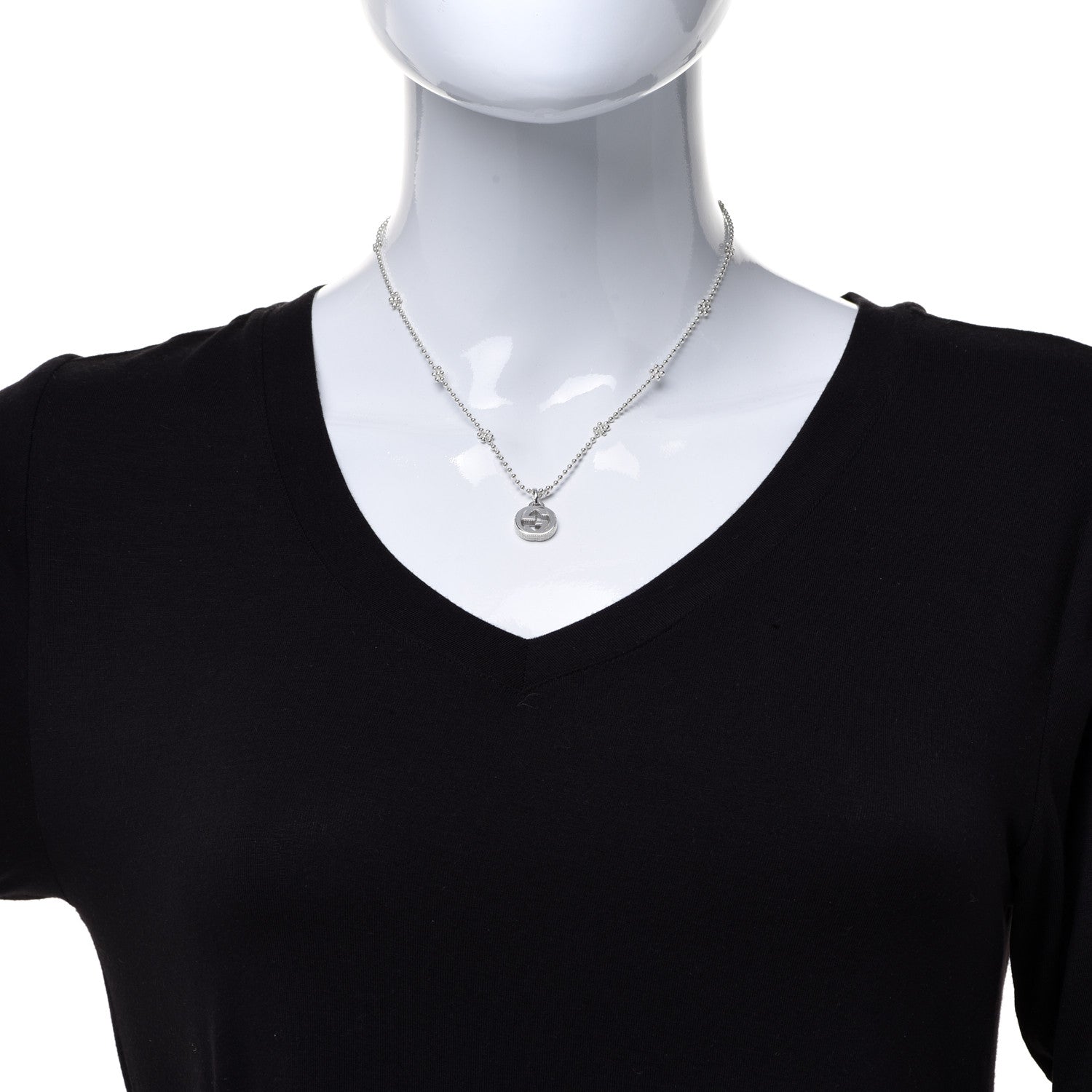 Gucci Sterling Silver Interlocking G Beaded Cluster Pendant Necklace 2 of 6