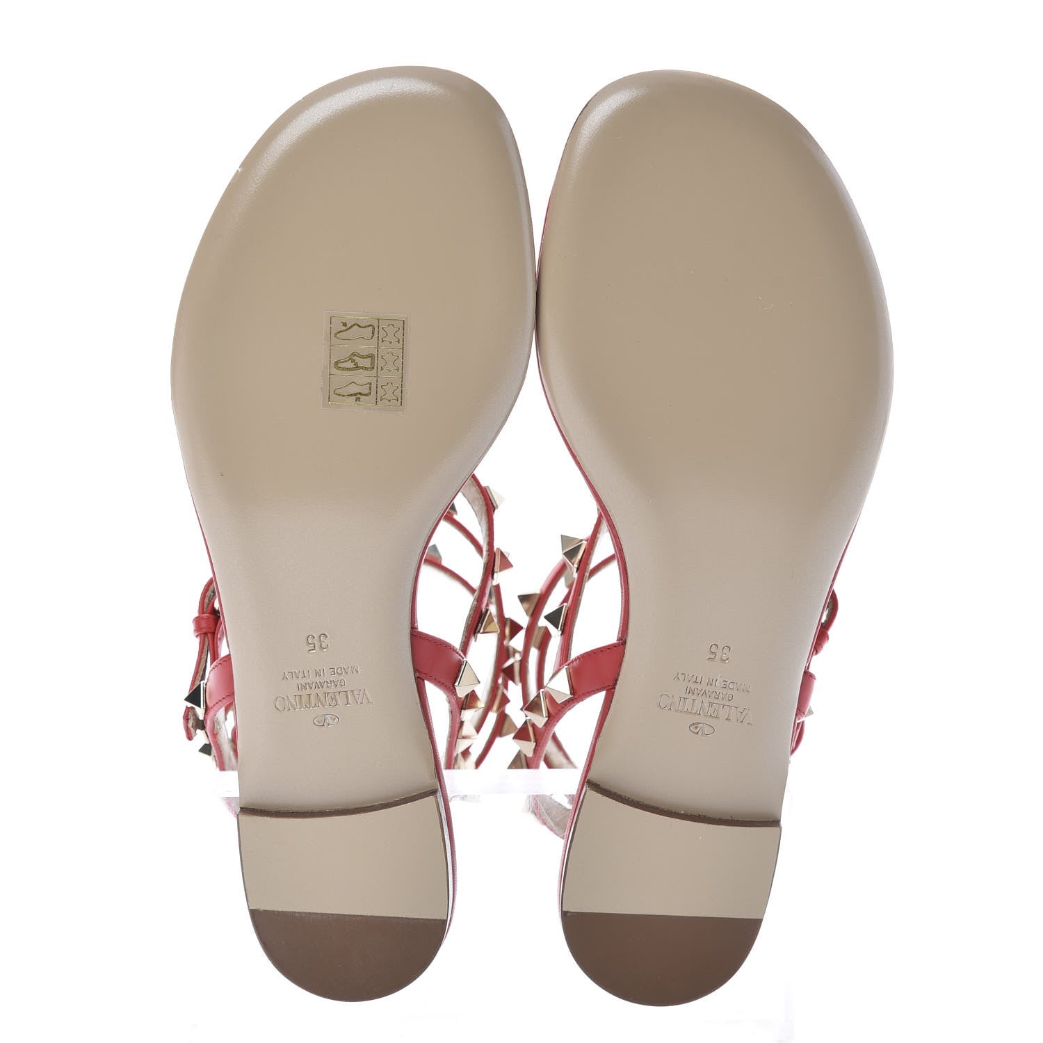 Valentino Garavani Calfskin Rockstud Ankle Wrap Flat Thong Sandals 35 Rouge Pur 5 of 10