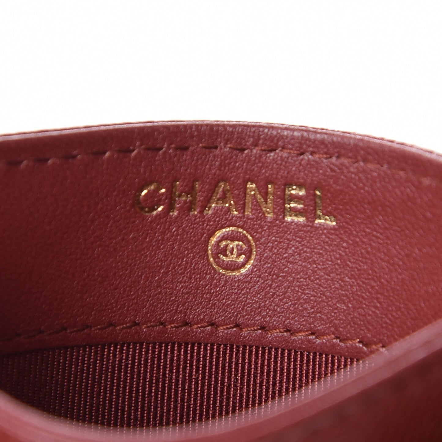 Caviar Quilted Card Holder Burgundy