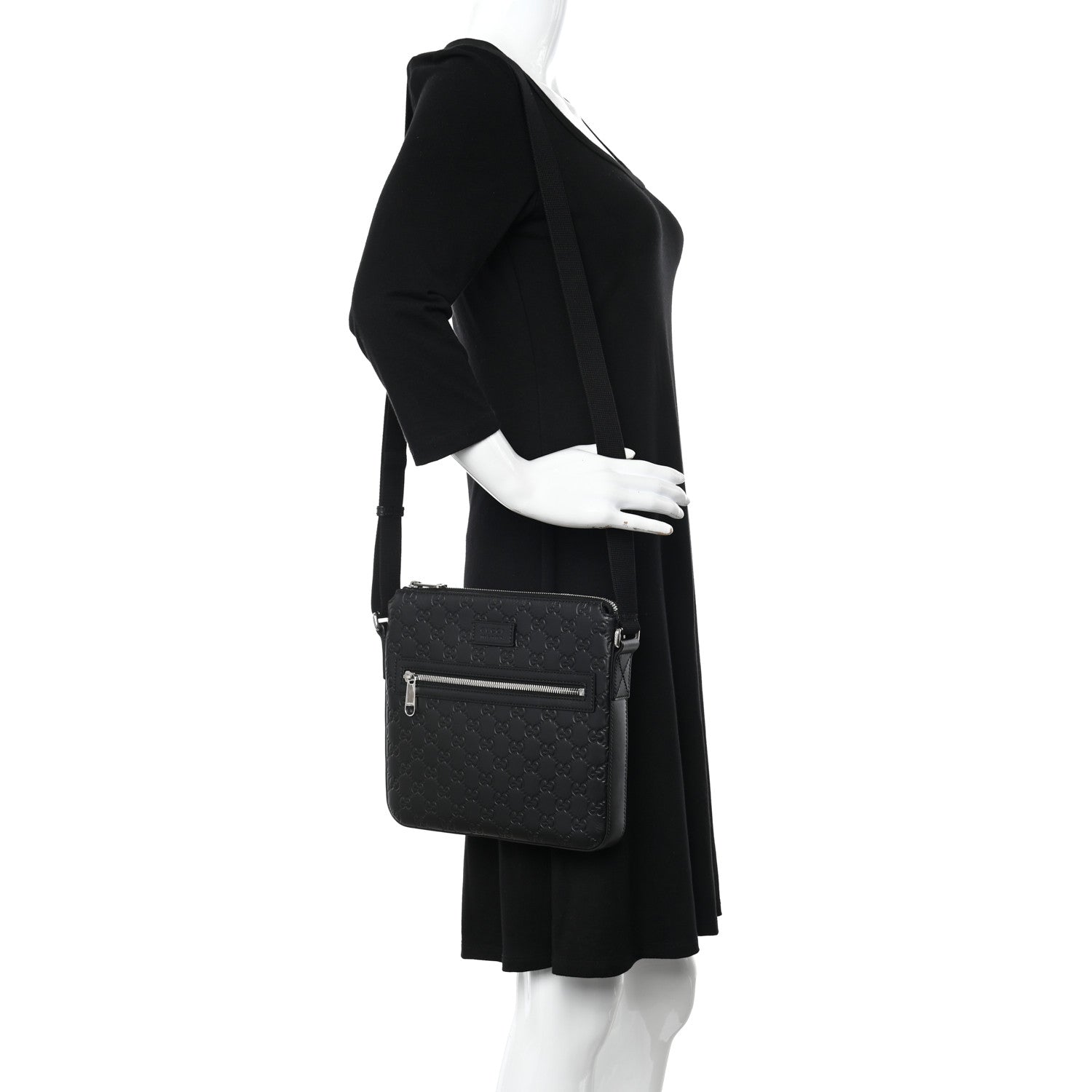 Gucci Guccissima Signature Small Messenger Bag Black 2 of 13