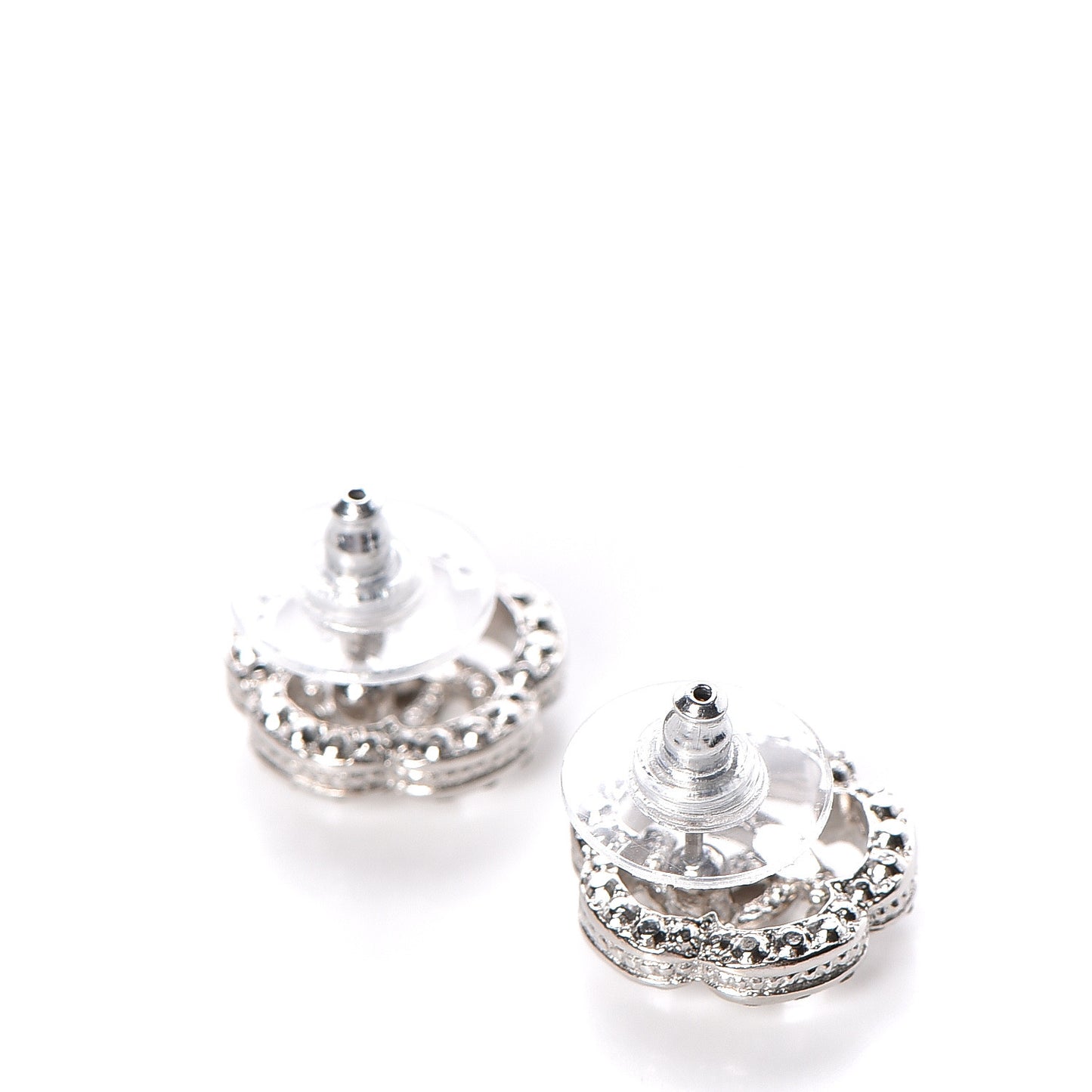 Crystal CC Camellia Earrings Silver