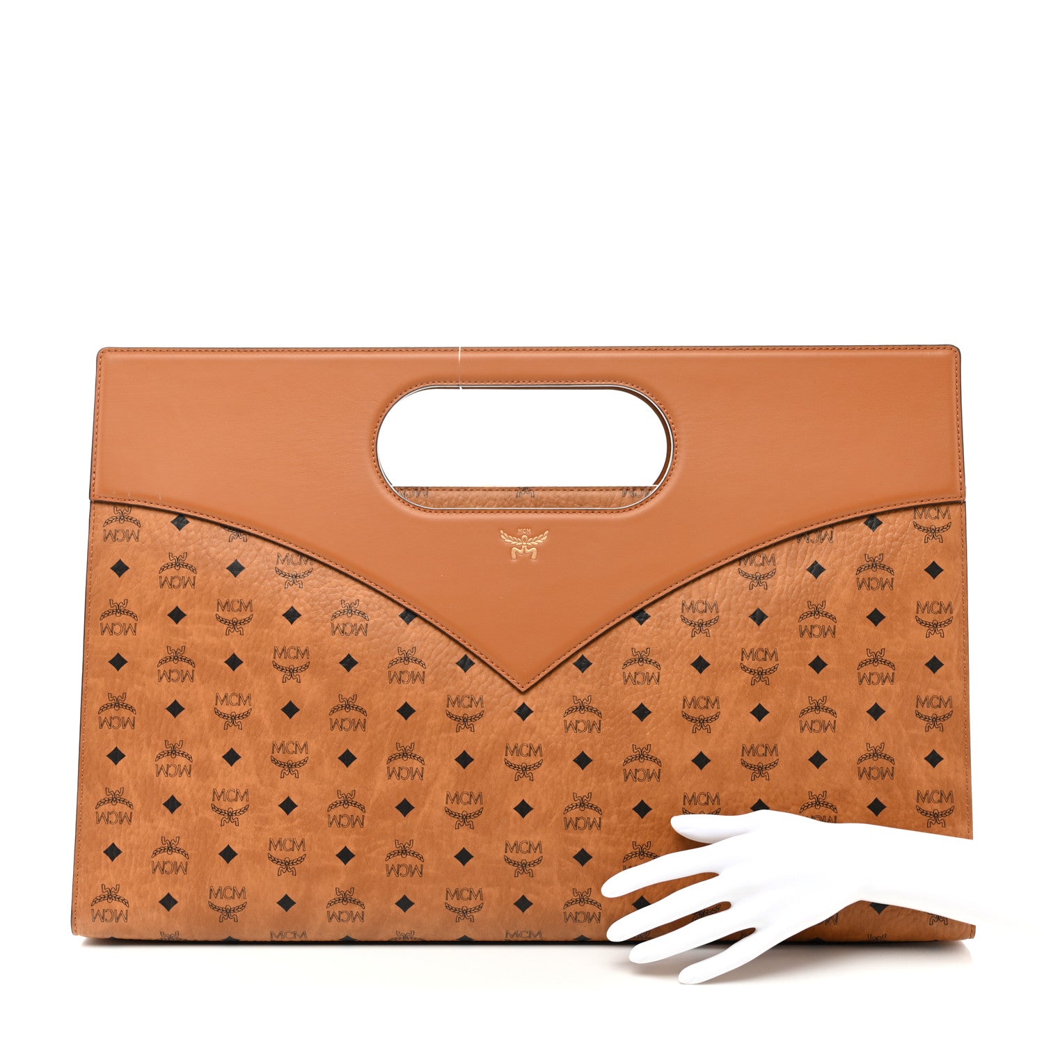 MCM Visetos Calfskin X Large Diamond Tote Cognac 2 of 12