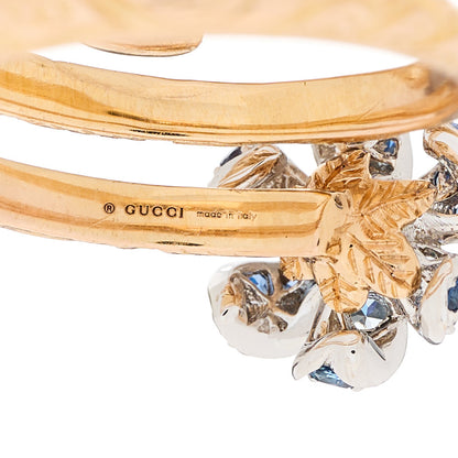 Gucci 18K Rose Gold Diamond Blue Sapphire Flora Wrap Ring 52 6 6 of 8