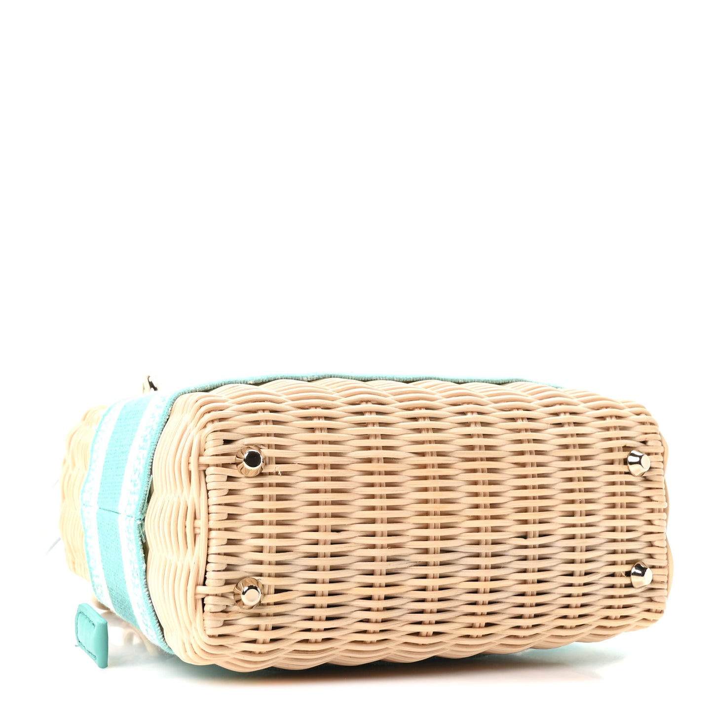 Wicker Oblique Mini Lady Dior Bag Aquamarina