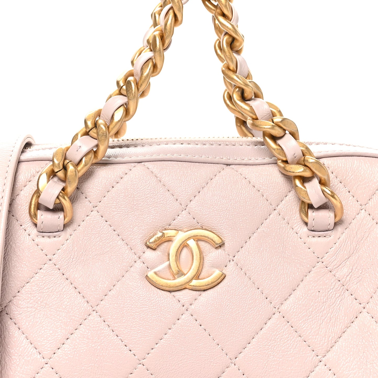 Caviar Quilted Small Fashion Therapy Bowling Bag Lilac