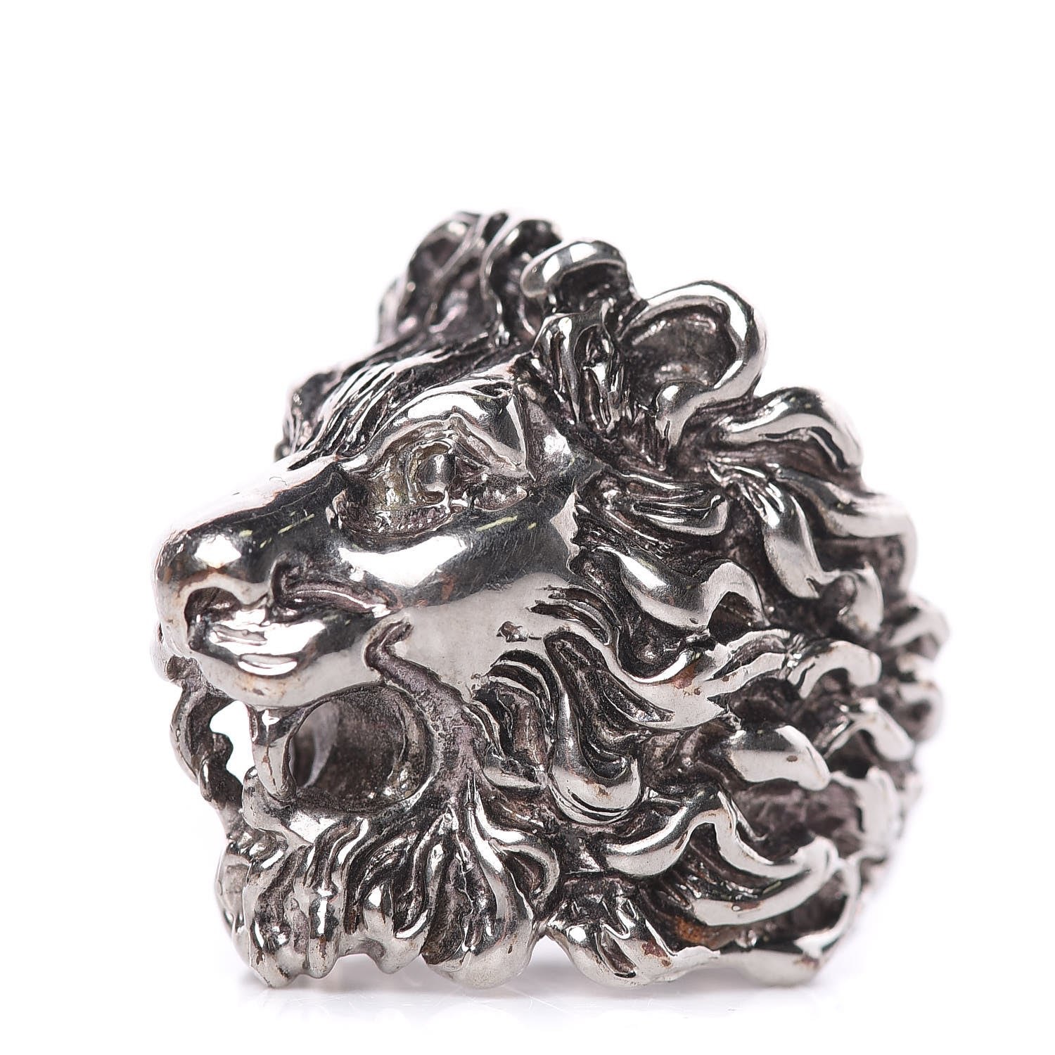 Gucci Palladium Lion Head Ring 6.5 Aged Silver 3 of 7