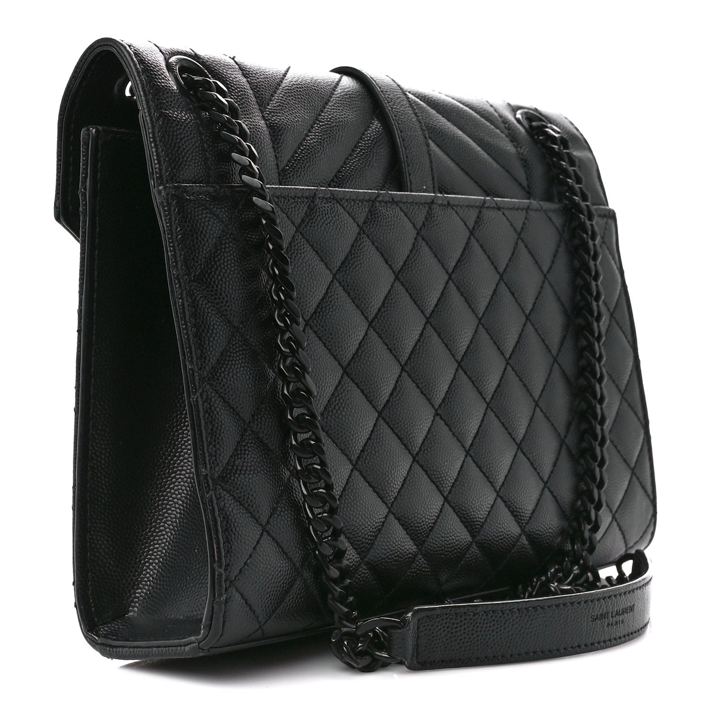 Grain De Poudre Textured Mixed Matelasse Triquilt Medium Monogram Monochrome Satchel Black