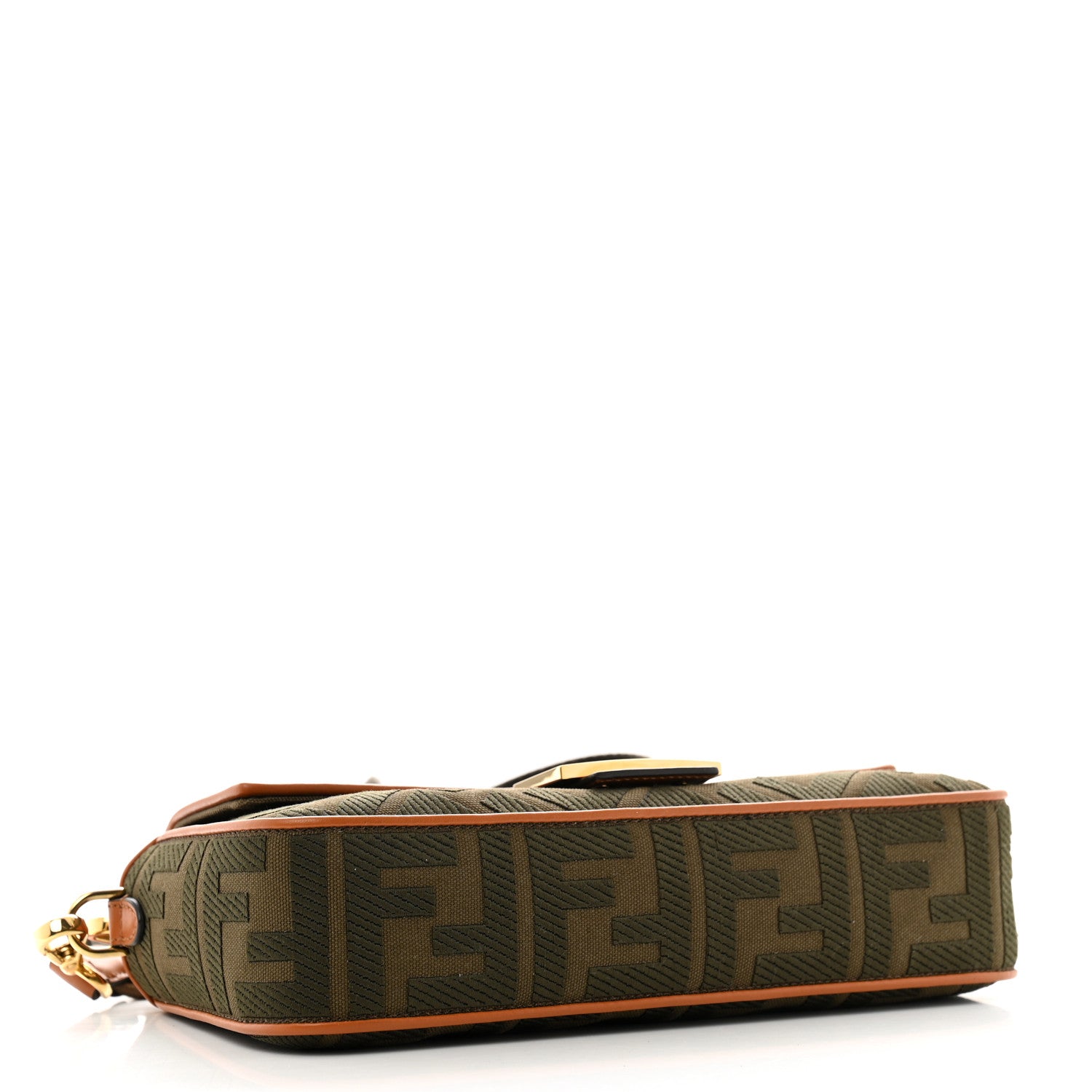 Fendi Canvas Vitello King FF Embroidered Baguette Amazzonia Cuoio 4 of 12
