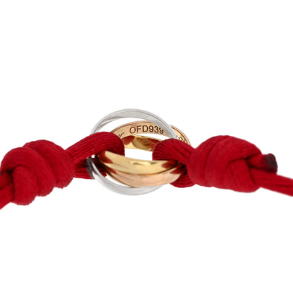 Cartier 18K Pink Yellow White Gold Trinity Cord Bracelet Red 4 of 5