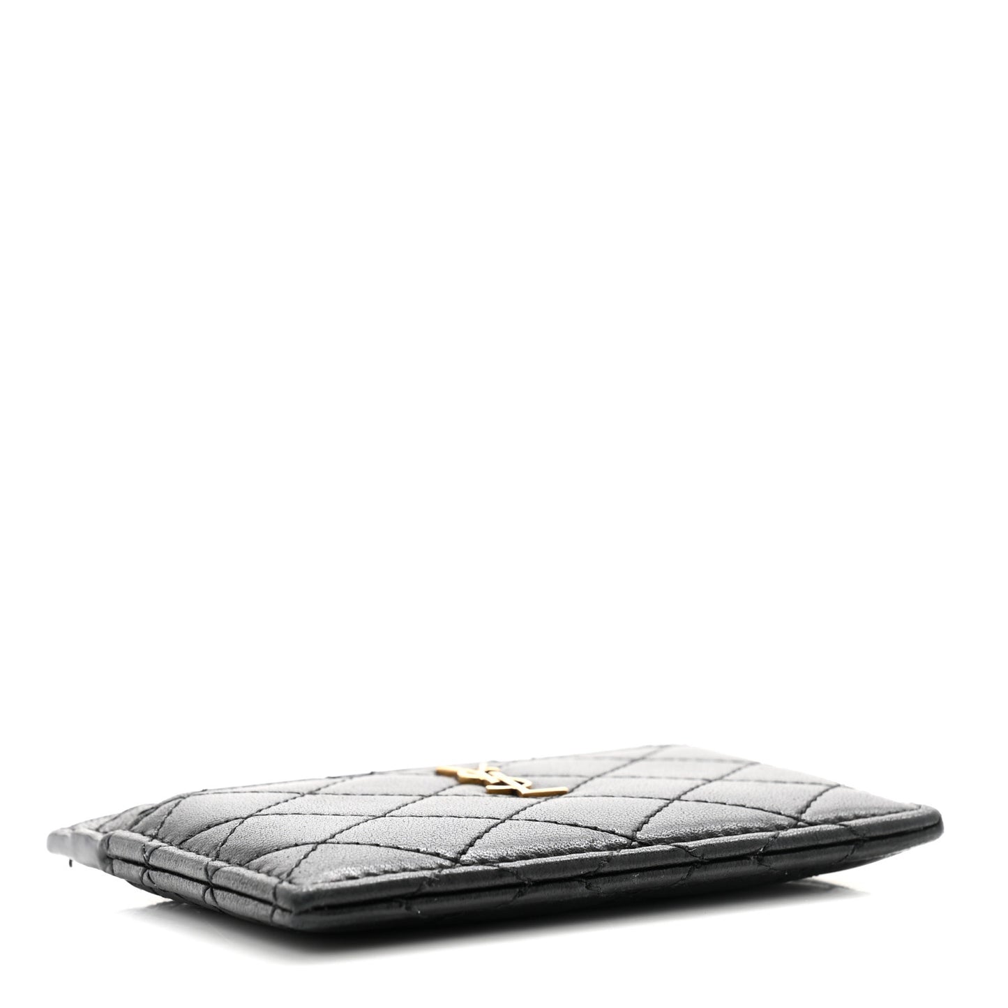 Lambskin Quilted Gaby Credit Card Case Black