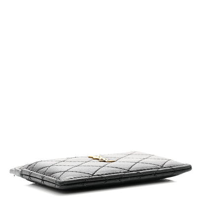 Saint Laurent Lambskin Quilted Gaby Credit Card Case Black 4 of 11