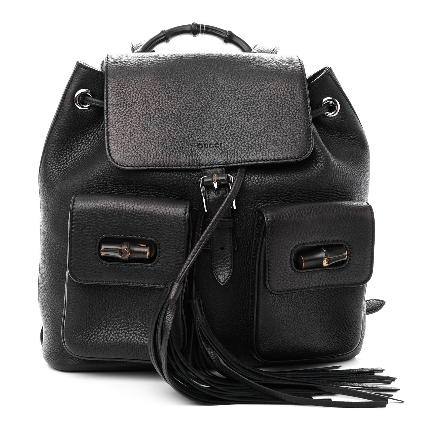 Gucci Cellarius Calfskin Medium Bamboo Backpack Black 1 of 12