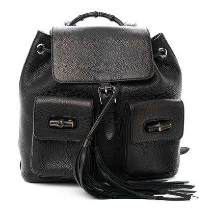 Gucci Cellarius Calfskin Medium Bamboo Backpack Black 1 of 12