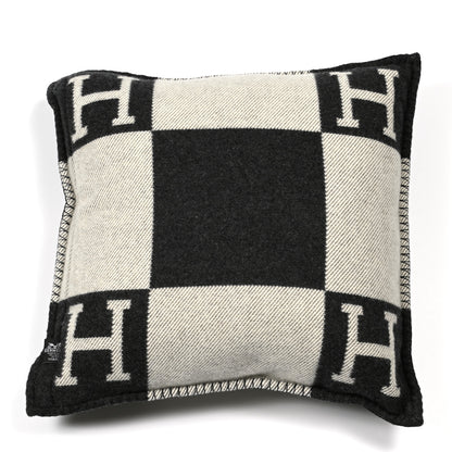Hermes Wool Cashmere Avalon Pillow PM Ecru Gris Fonce 2 of 3