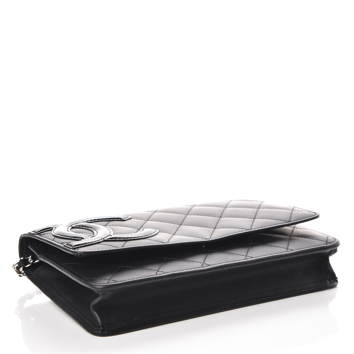 Calfskin Quilted Cambon Wallet On Chain WOC Black