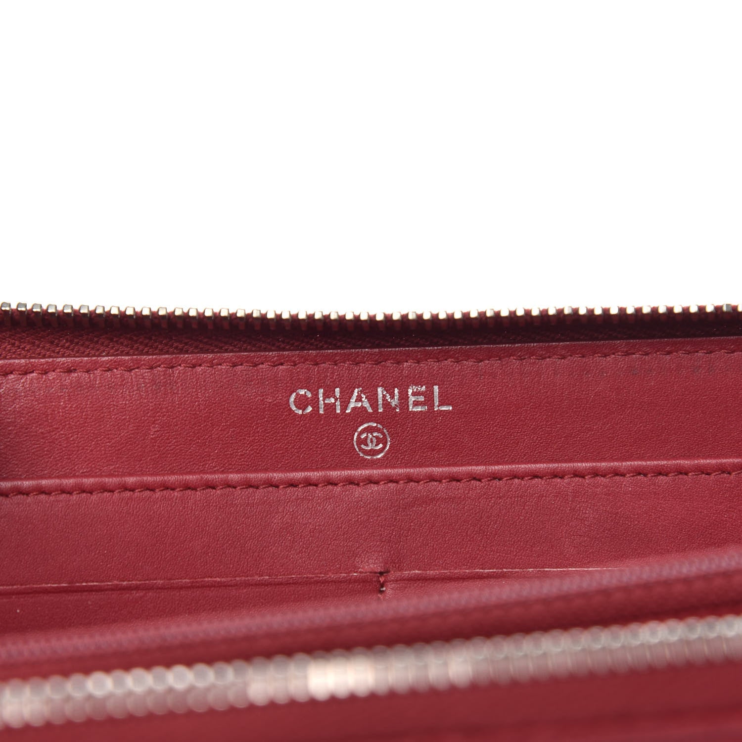 Chanel Calfskin Double Stitch Hamptons Zip Around Wallet Red 6 of 11