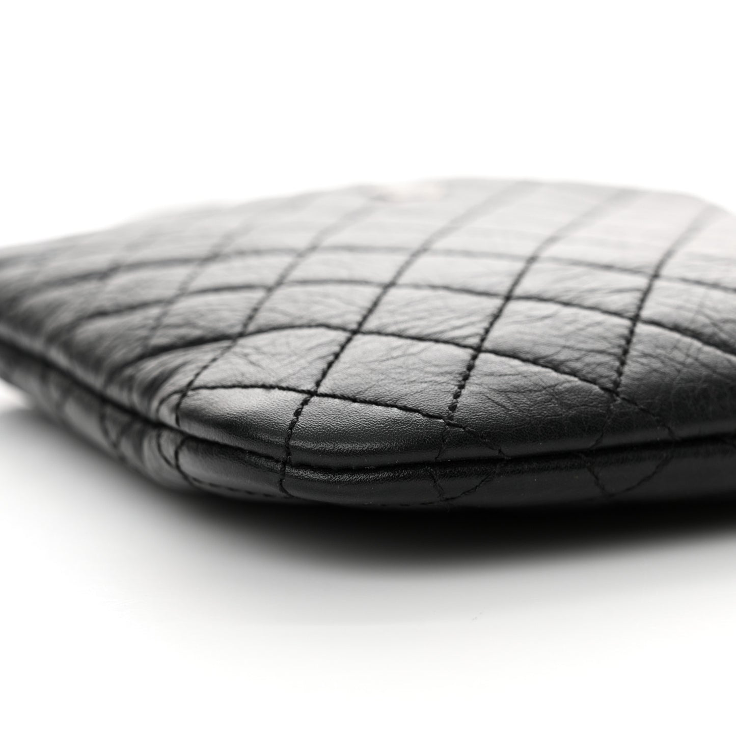 Aged Calfskin Quilted Crossbody Bag Black