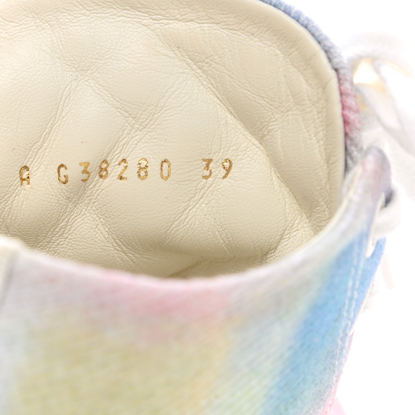 Printed Fabric High Top CC Sneakers 39 Green Pink Blue White