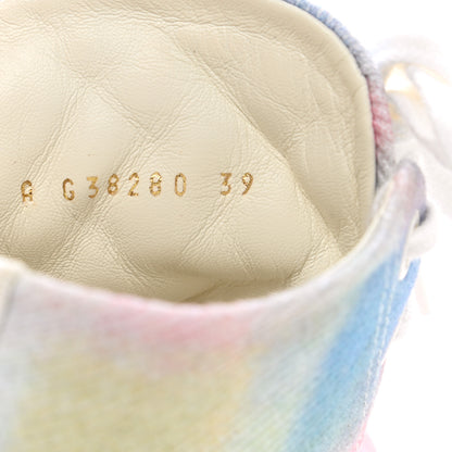 Chanel Printed Fabric High Top CC Sneakers 39 Green Pink Blue White 8 of 9