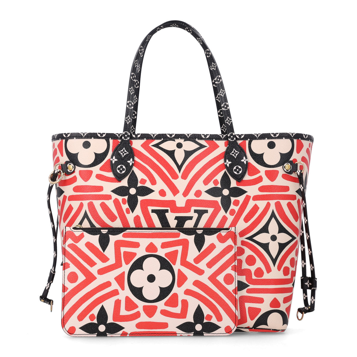 Louis Vuitton Monogram Giant Crafty Neverfull MM Creme Rouge Black 3 of 10