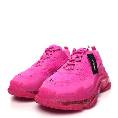 Balenciaga Fabric Mesh Clear Sole Fluo Womens Triple S Sneakers 41 Pink 3 of 7