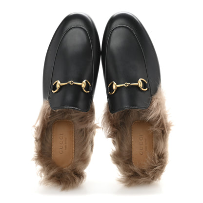 Gucci Calfskin Fur Womens Princetown Slippers 38 Black 2 of 9