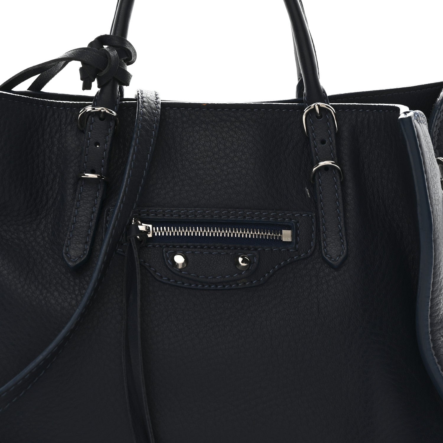 Balenciaga Veau Papier A6 Zip Around Tote Bleu Profond 9 of 13