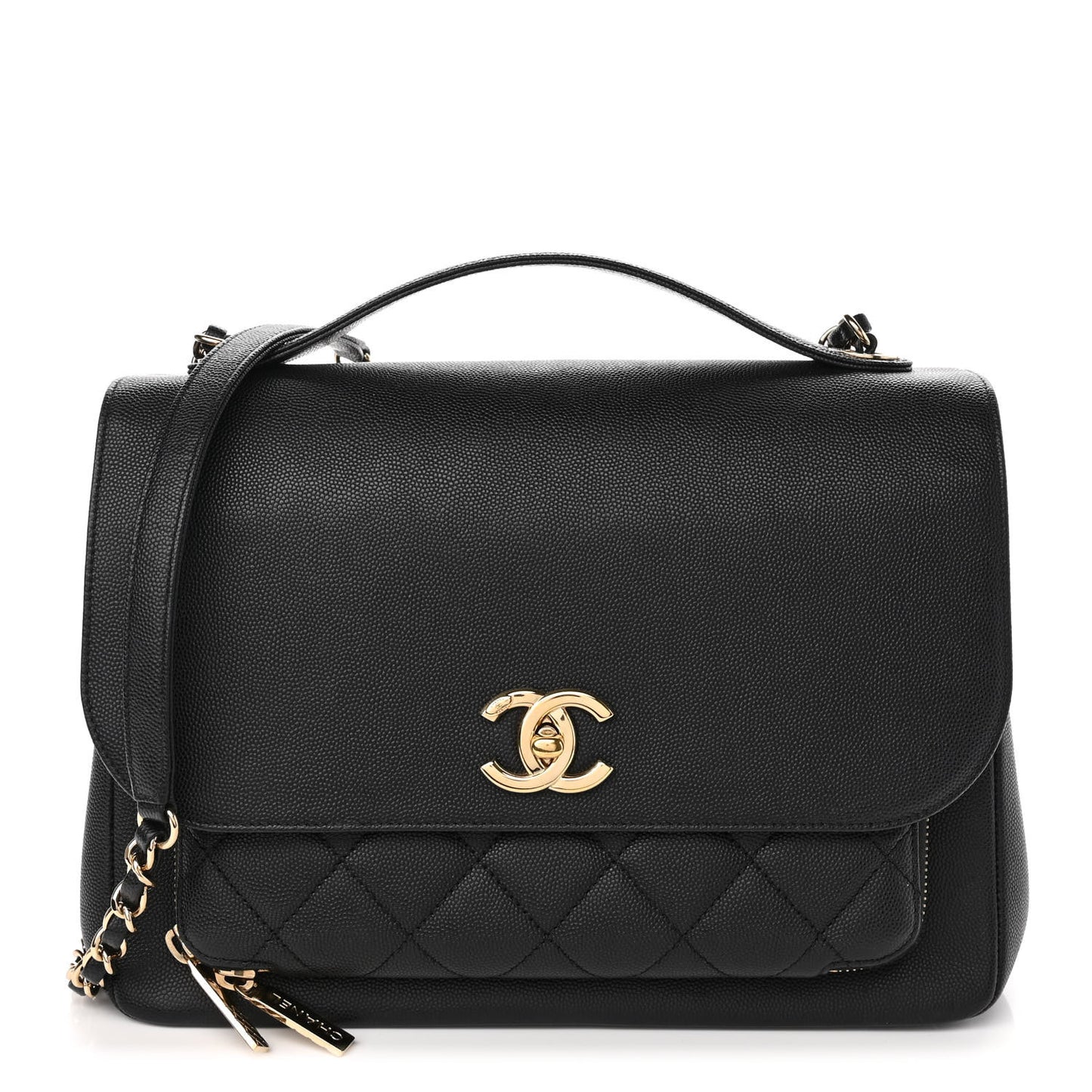Caviar Quilted Large Business Affinity Flap Black