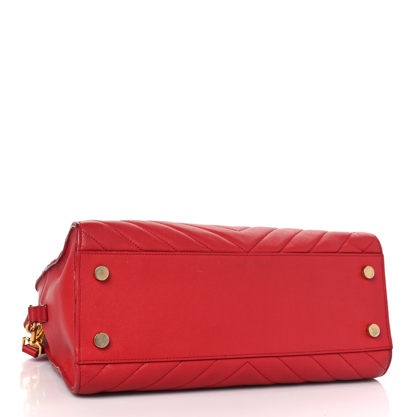 Calfskin Matelasse Chevron Small Monogram Cabas Lipstick Red