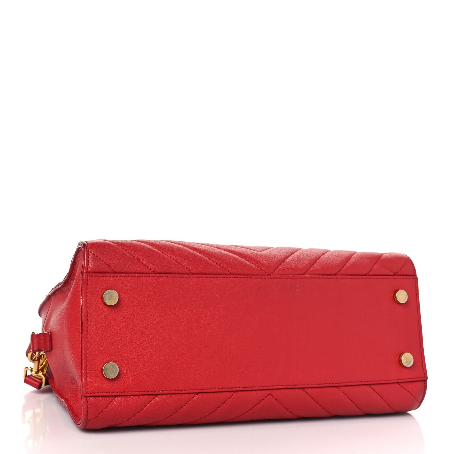 Saint Laurent Calfskin Matelasse Chevron Small Monogram Cabas Lipstick Red 4 of 14