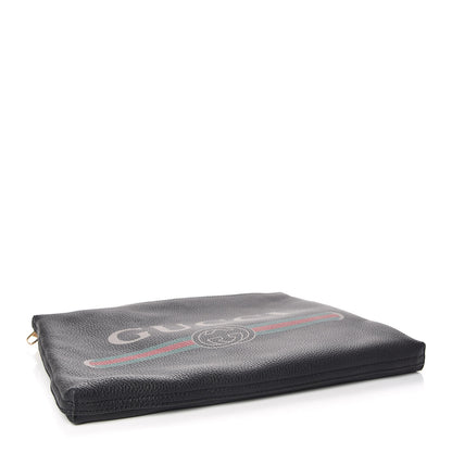 Gucci Pebbled Calfskin Medium Logo Portfolio Clutch Black 4 of 8