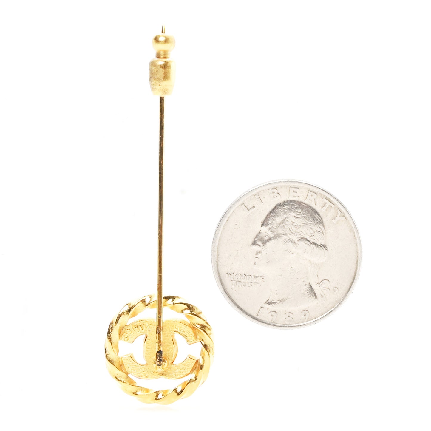 Crystal CC Pin Brooch Gold