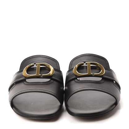 Christian Dior Calfskin 30 Montaigne Flat Slide Sandals 39 Black 2 of 10