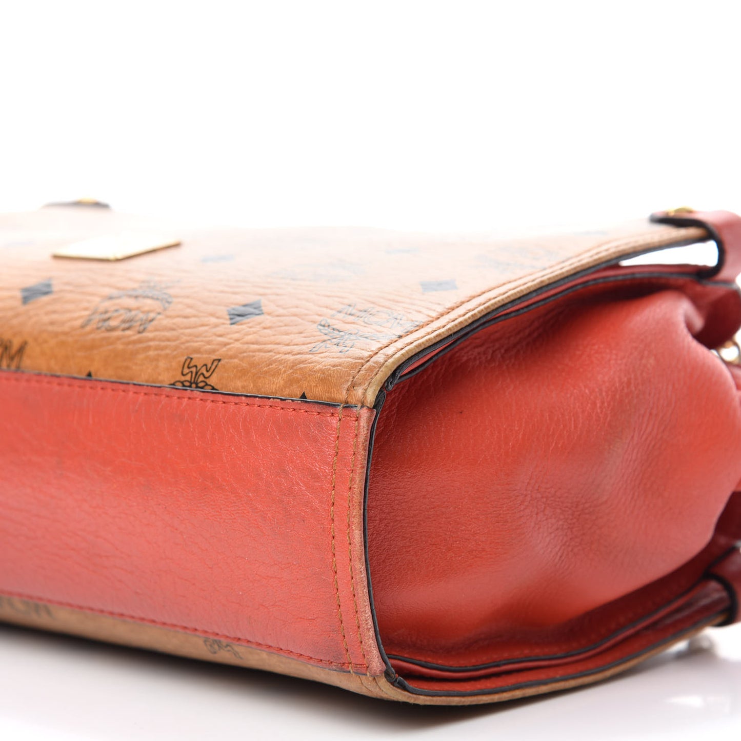 Visetos Bi-Color Chain Crossbody Bag Cognac Red