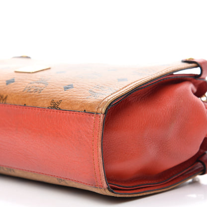 MCM Visetos Bi-Color Chain Crossbody Bag Cognac Red 7 of 18