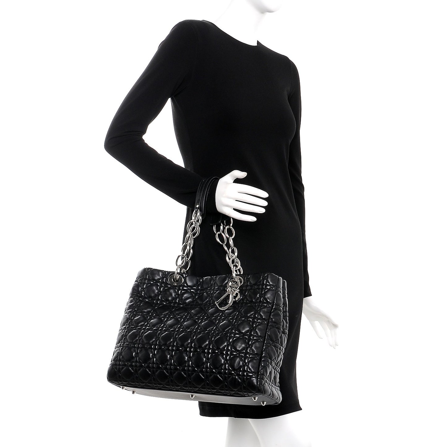 Lambskin Cannage Large Dior Soft Shopping Tote Black