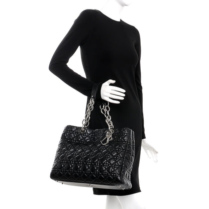 Christian Dior Lambskin Cannage Large Dior Soft Shopping Tote Black 2 of 9