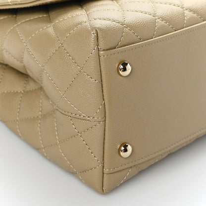 Chanel Caviar Lizard Embossed Quilted Small Coco Handle Flap Dark Beige 8 of 9