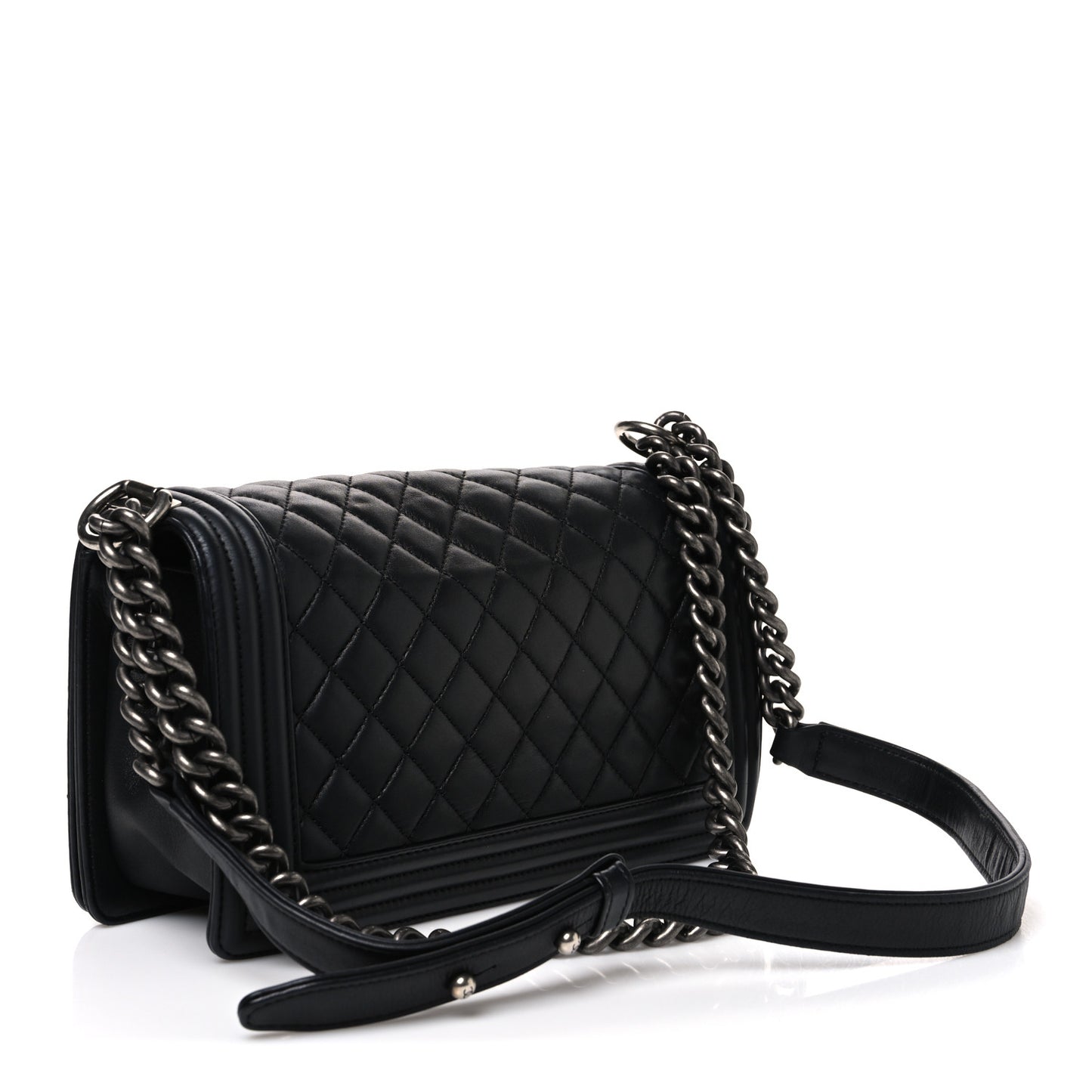 Lambskin Quilted Medium Boy Flap Black