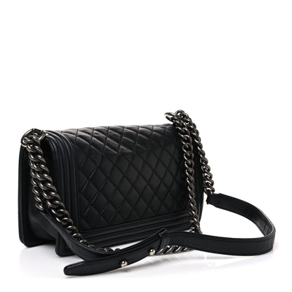 Chanel Lambskin Quilted Medium Boy Flap Black 2 of 9
